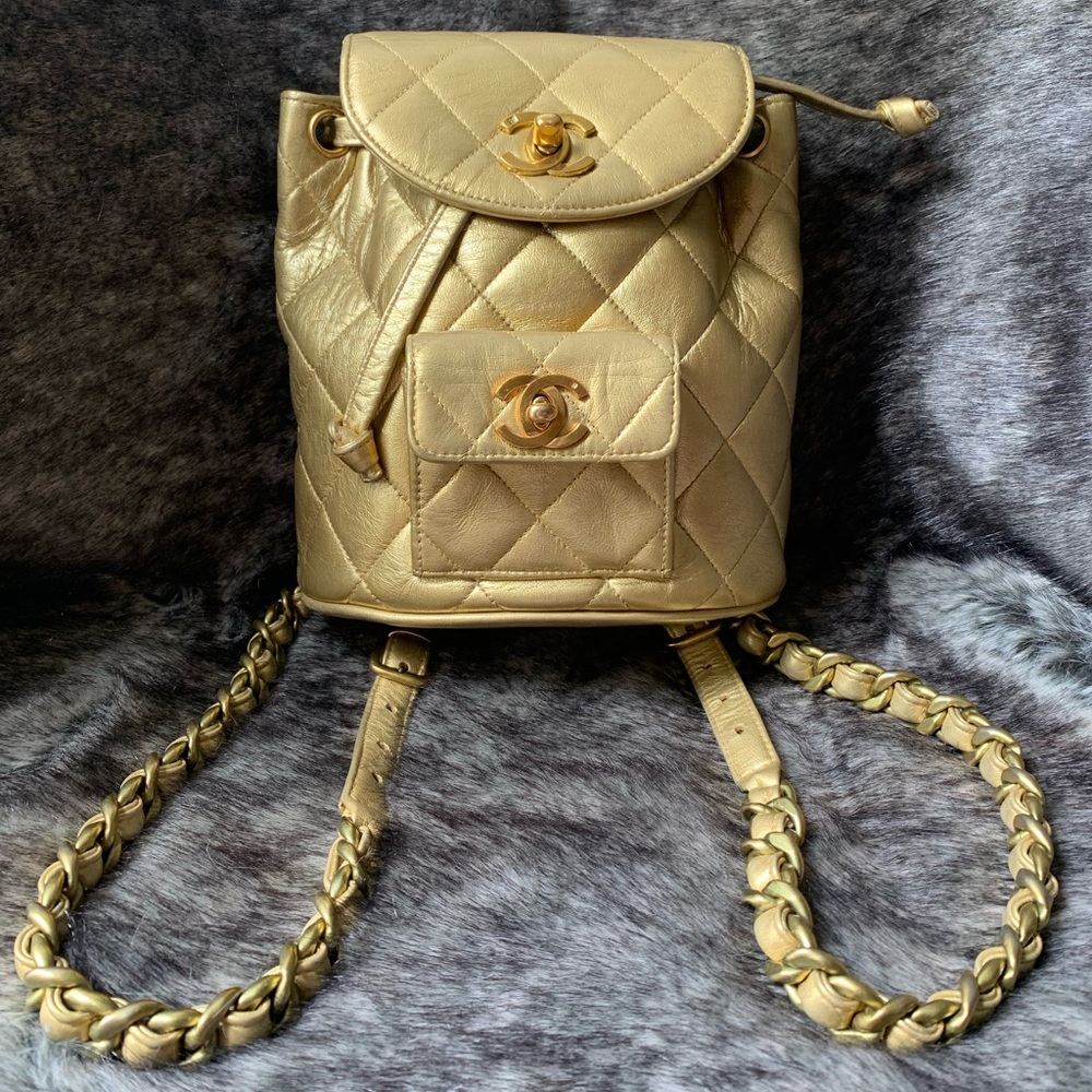 Authentic Vintage CHANEL Mini Duma Gold Backpack